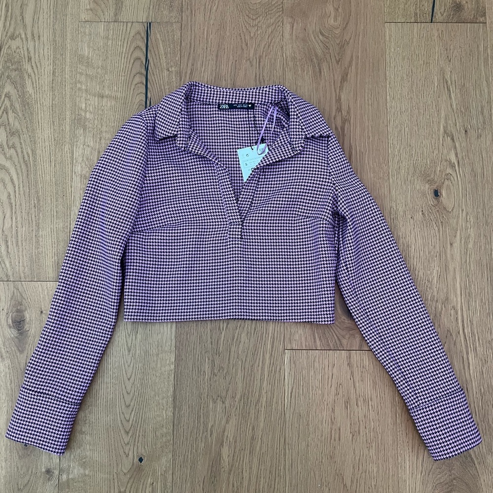 NWT Zara Houndstooth Crop Top